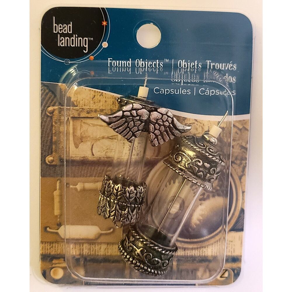 Bead Landing Found Objects 2 Fillable Vials Jewelry Pendant Glass Tubes Capsules